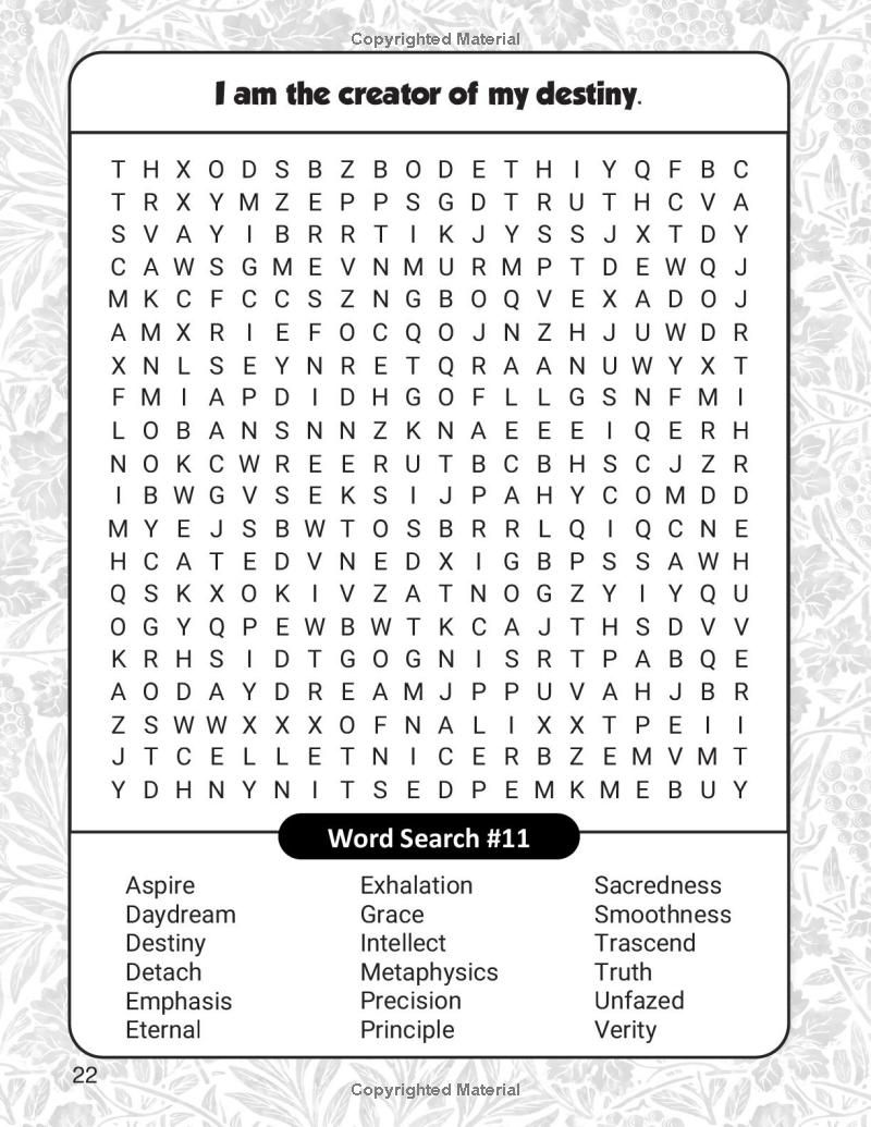 Mindfulness Word Search Book for Adults: 100 Large Print Word Puzzle for Inner Peace, Creativity and Manifestation with Mandala Coloring Twist