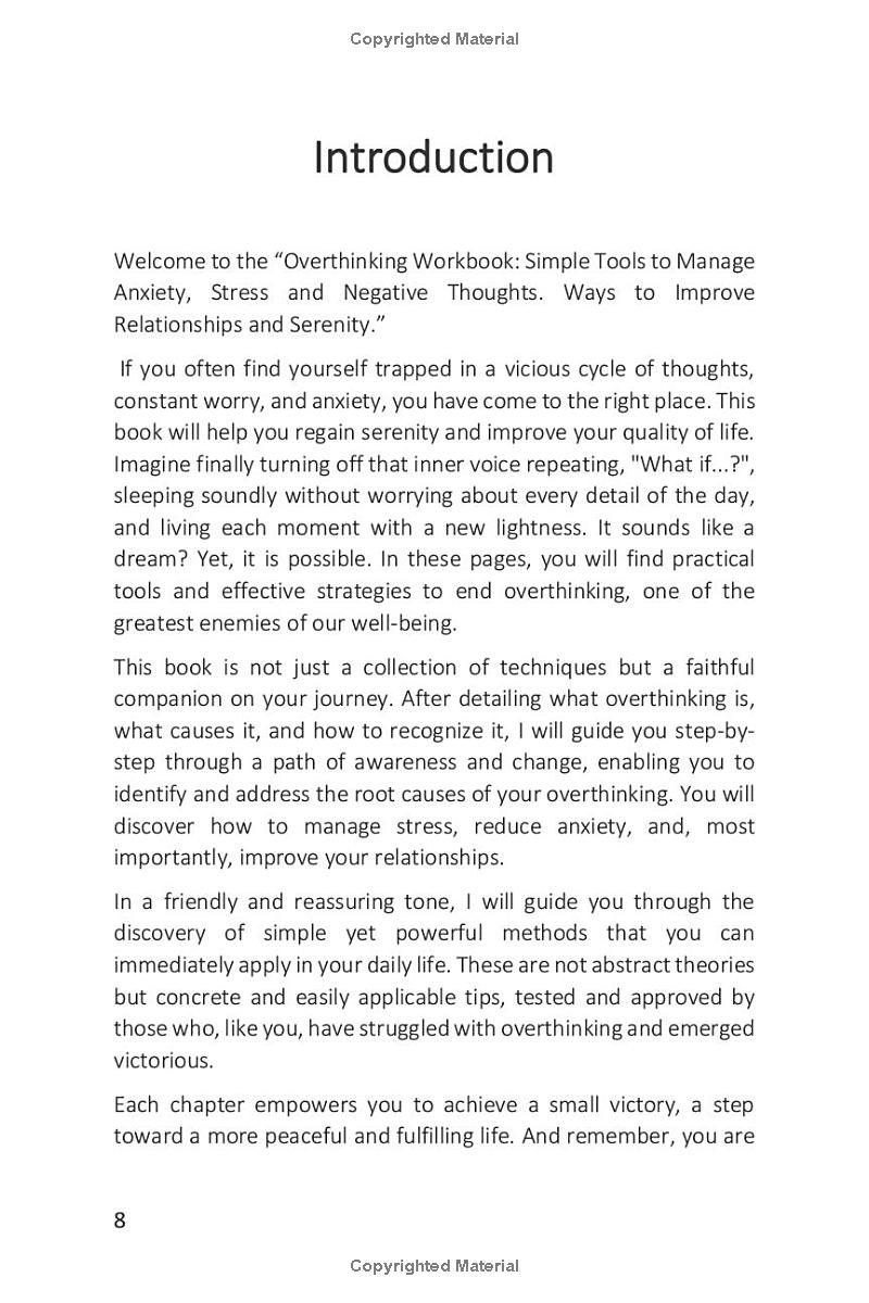 Overthinking Workbook: Simple Tools to Manage Anxiety, Stress and Negative Thoughts. Ways to Improve Relationships and Serenity