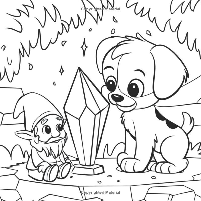 Enchanted Puppies: Fantasy Coloring Book for Adults & Teens with 50 Magical & Cute Puppy & Gnome Illustrations for Mindfulness, Relaxation, Family Bonding, & Nostalgic Fun (Adorable Tails Coloring)