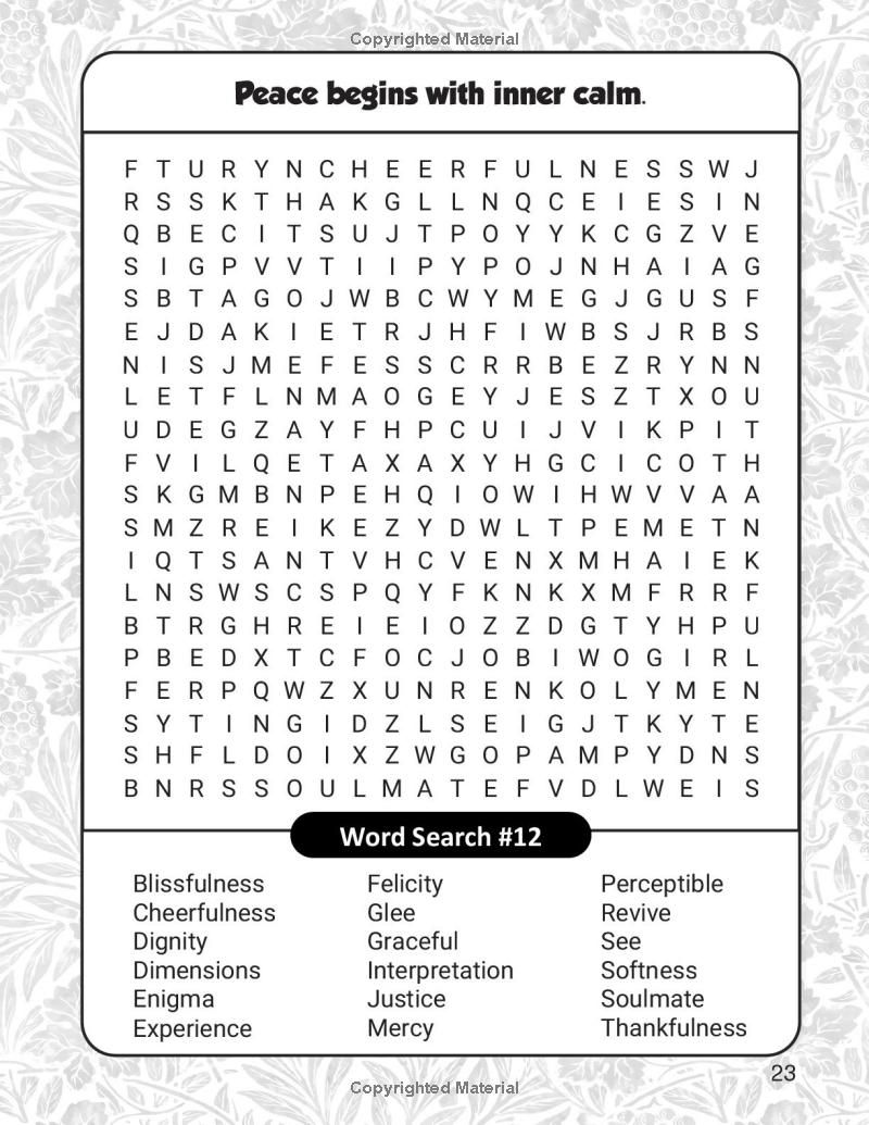 Mindfulness Word Search Book for Adults: 100 Large Print Word Puzzle for Inner Peace, Creativity and Manifestation with Mandala Coloring Twist