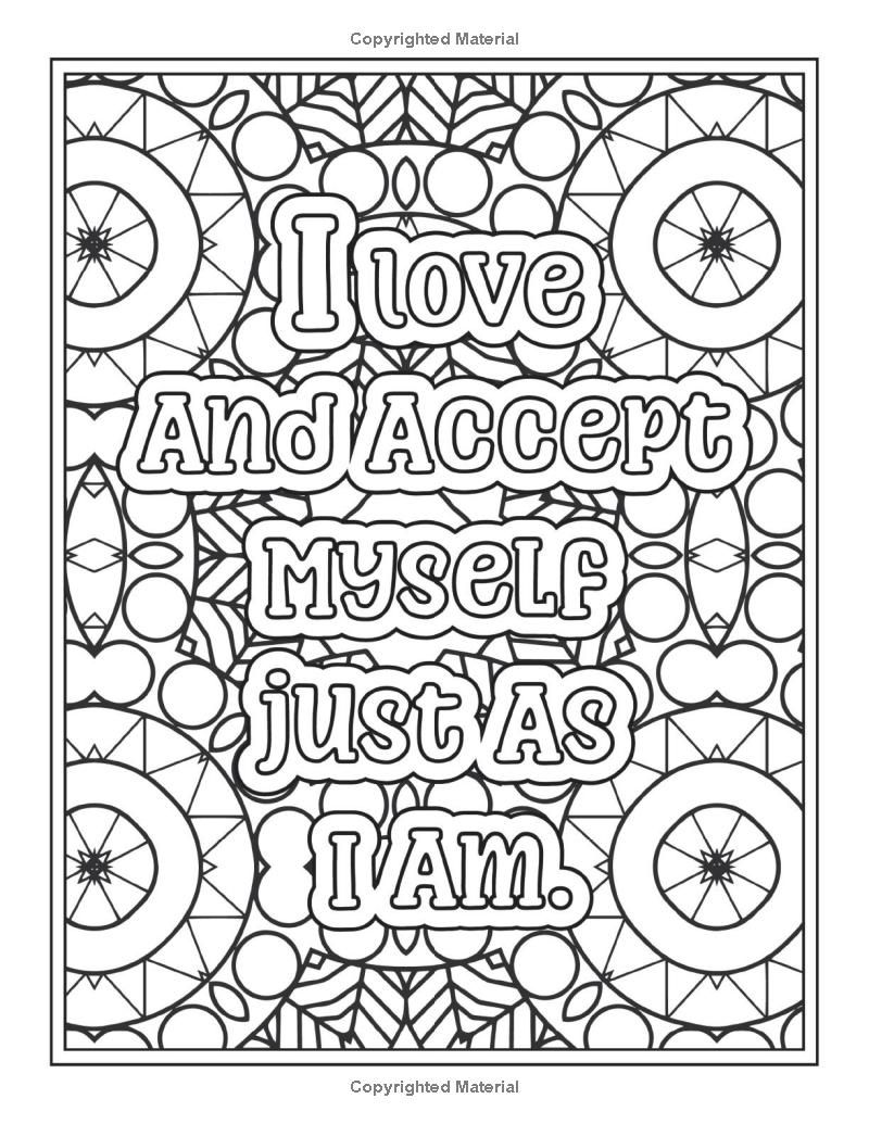 Inspirational Quotes Coloring Book: 50 Unique Self Love Affirmations Coloring Book for Adults and Kids, Bold and Easy Text Patterns for Relaxation and Self Care (Bold and Easy Coloring Book)