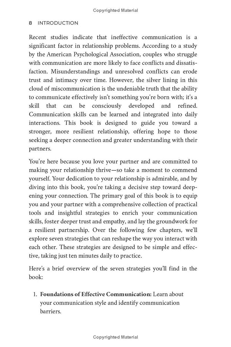COMMUNICATION SKILLS FOR COUPLES MADE SIMPLE: 7-STEP WORKBOOK TO BUILD TRUST, RESOLVE CONFLICTS, MASTER ACTIVE LISTENING, AND CREATE A FULFILLING RELATIONSHIP IN JUST 10 MINUTES A DAY