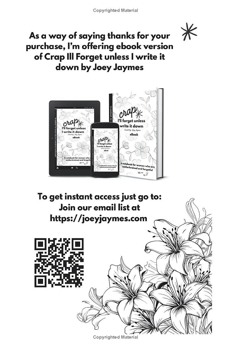 Crap Id Forget If I Didn’t Write It Down: A Notebook for Women Who Are Scatterbrained and Forgetful: Blank pages for your busy mind! A perfect gag or ... thoughts, prayers, and everything you forget.