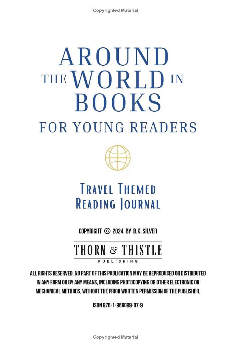 Around the World in Books for Young Readers: Travel Themed Reading Journal for kids 6 x 9, space for 100 reviews, BINGO and Genre Challenges