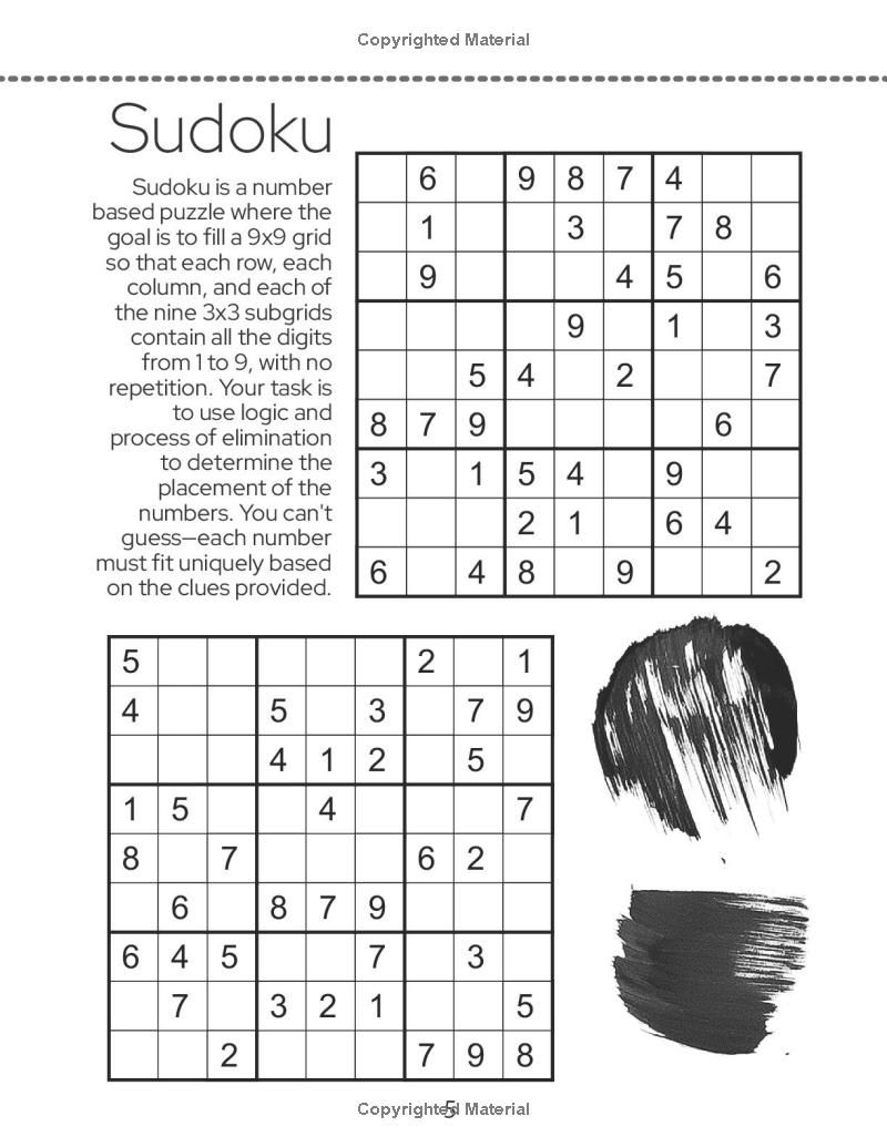 Zen Genius Activity Puzzle Book for Adults: Large Print Logic, Math, and Word Puzzles for Relaxation