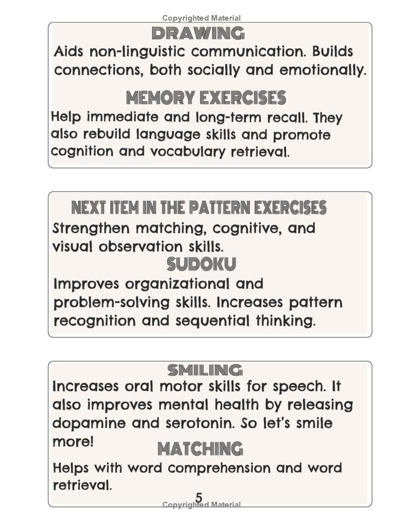 The Fun Aphasia and Memory Workbook For Adults: Memory Recall Games and Aphasia Games For Stroke Recovery